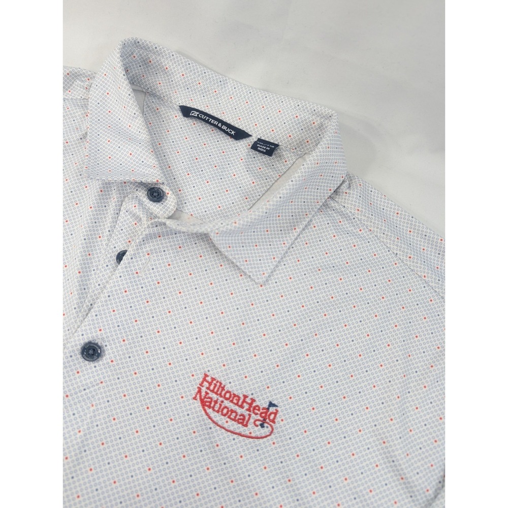 Hilton Polo Shirt XXL Cutter & Buck Polk Dot Stretch Performance Hilton Head